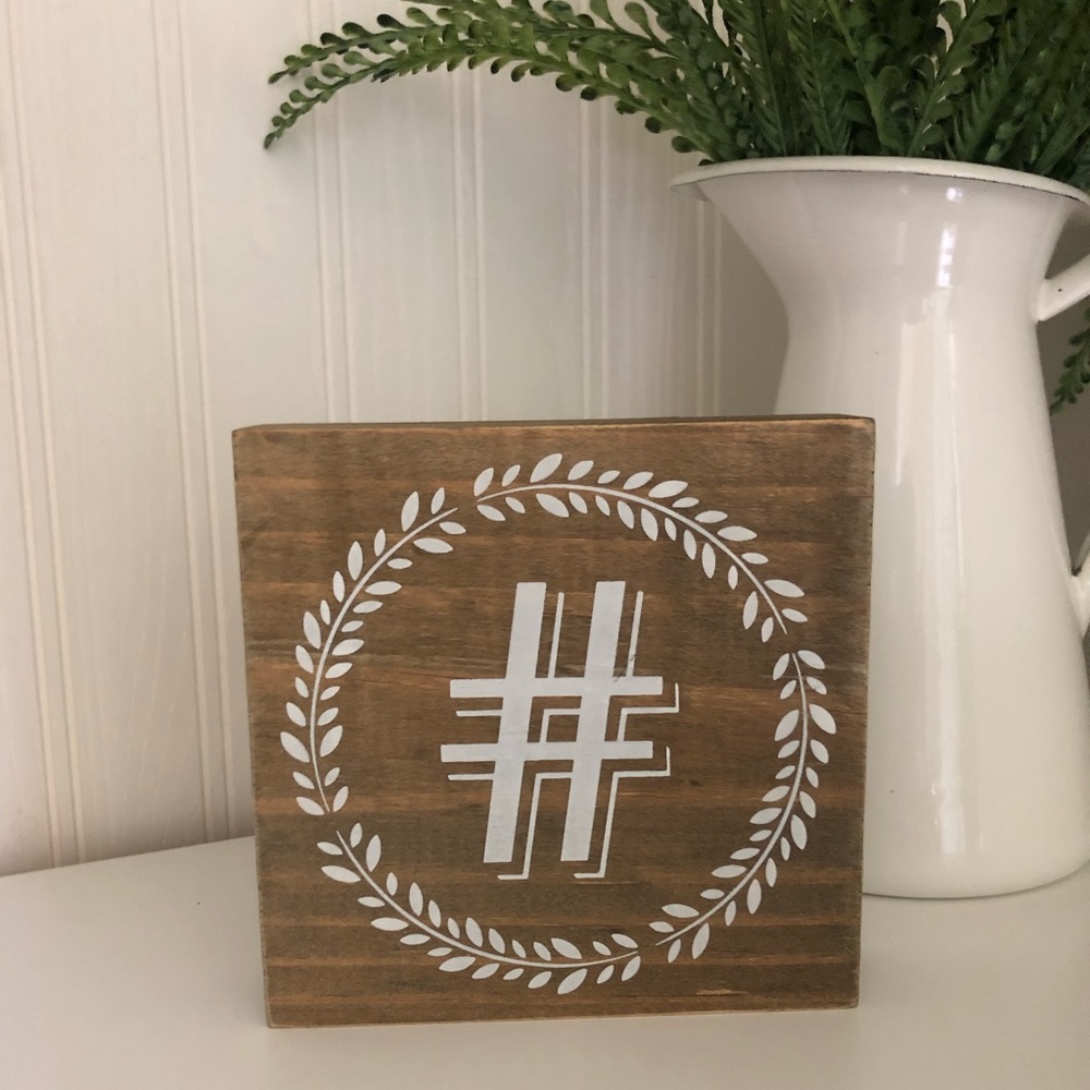 Hashtag decor block sign